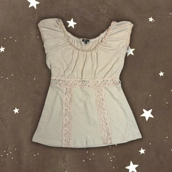 Y2K Tan babydoll top size large - Picture 1 of 4